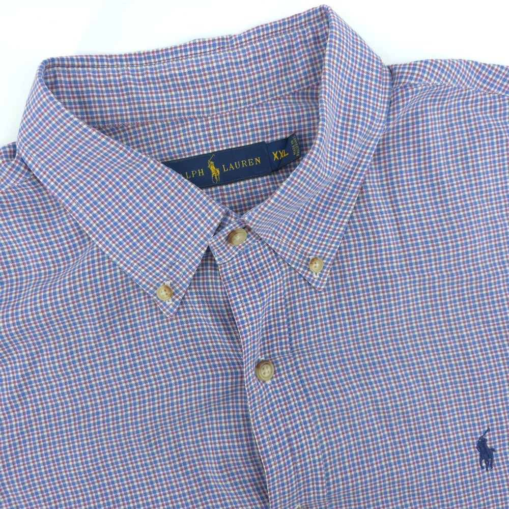 Ralph Lauren 2XL Mens Button Down Shirt‎ Long Sleeve Checkered Plaid